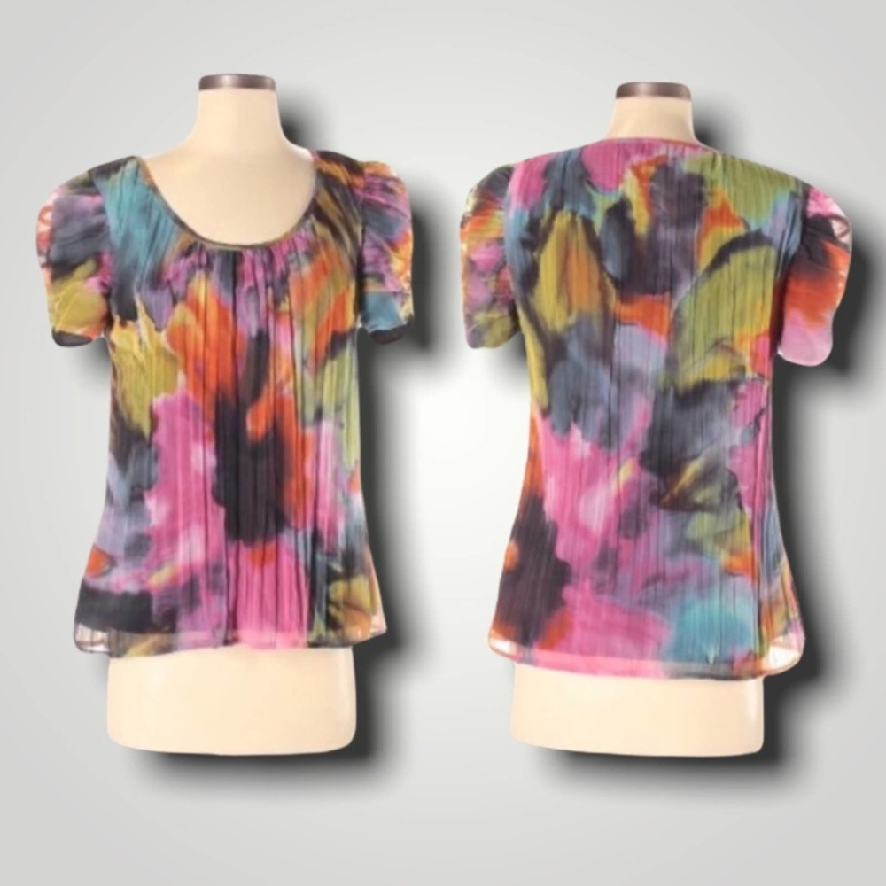 WALTER FLORAL BOHO SCOOP WATERCOLOR SS SHIRT- 4